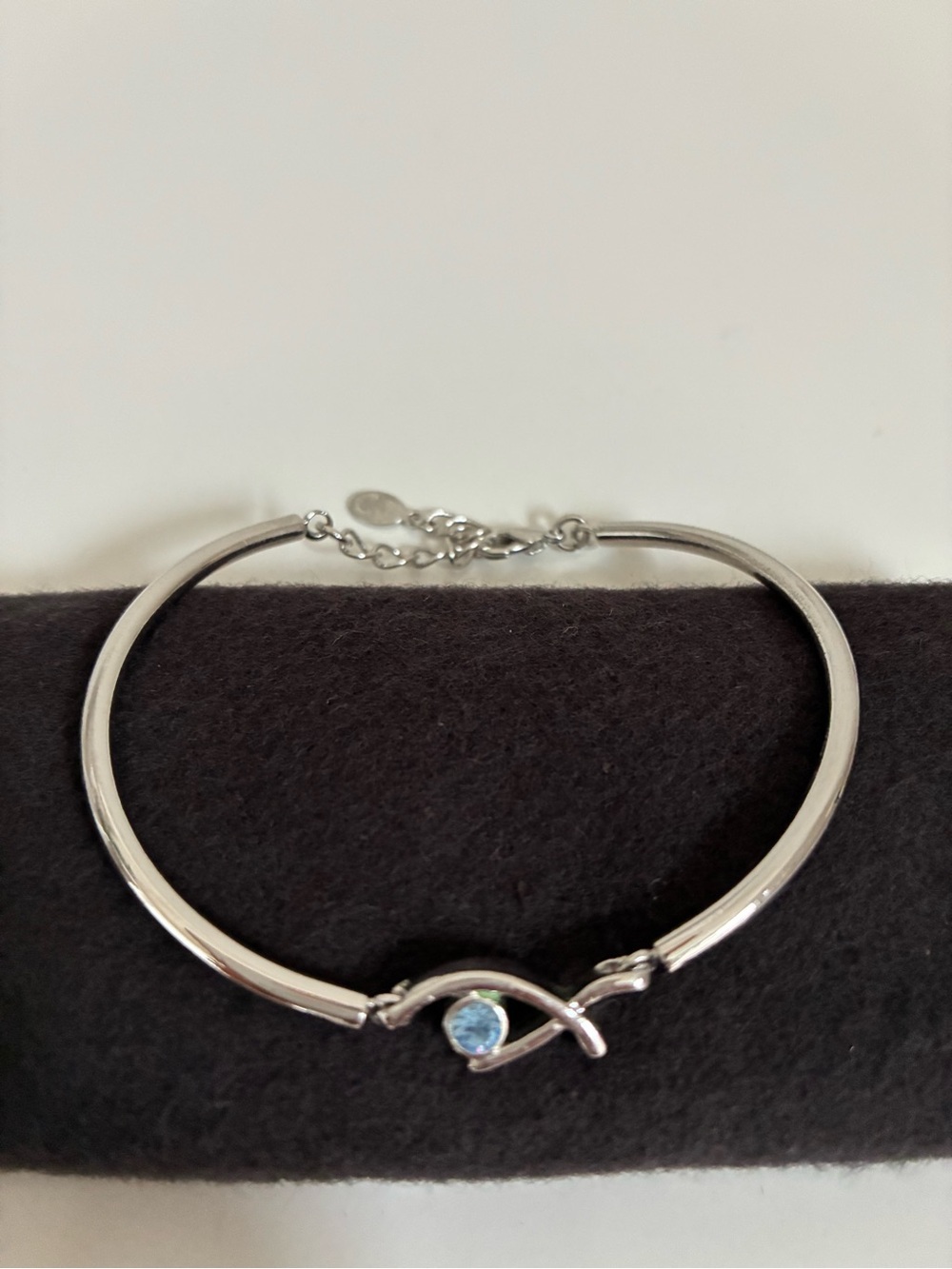 Silver-tone Blue Gemstone Bangle Bracelet